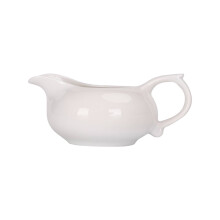 Hvid porcelæns sovseskål med ergonomisk håndtag