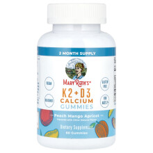 MaryRuth's, K2 + D3 Kalcium Gummies, Barack, Mangó és Apricot, 60 Gummies