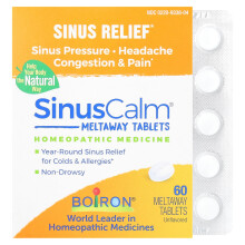 Boiron, Sinus Relief, Sinus Calm, Osmakryddfri, 60 Meltaway Tabletter