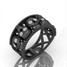 (Black, 6) Skull Fashion Ring Stainless Steel Jewelry Cool Halloween For And Women Men