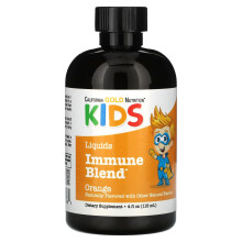 California Gold Nutrition, Vloeibare Immuun Mengsel voor Kinderen, Geen Alcohol, Oranje, 4 fl oz (118 ml)