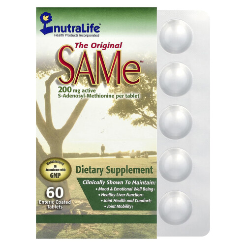 NutraLife, SAMe, 200 mg, 60 Comprimidos Recubiertos