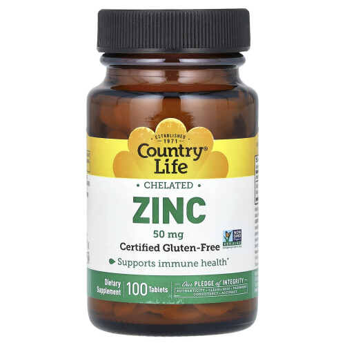 Country Life, Χελωνοειδής Ζιγκ, 50 mg, 100 Τάμπλες