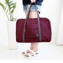 (Wine Red) Portable Travel Foldable Storage Luggage Carryon Big Hand Shoulder Bag Duffle