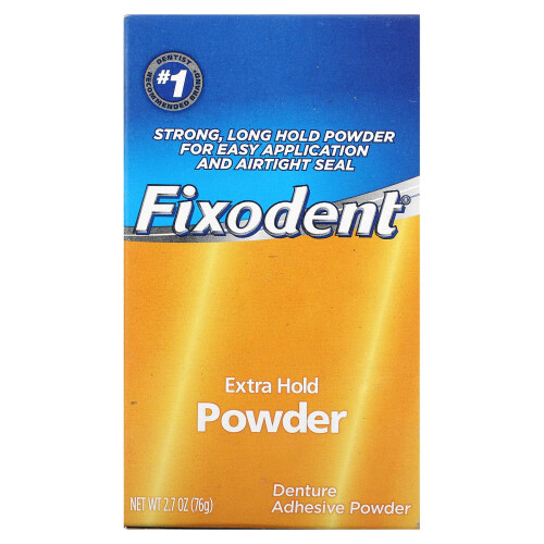 Fixodent, Hammasharjaan Kiinnittävä Pöly, Extra Hold, 2.7 oz (76 g)