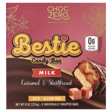 ChocZero, Bara di Caramello per Amici, Latte, Caramello & Shortbread, 8 Barre Individuamente Avvolte, 1 oz (28 g) Ogni