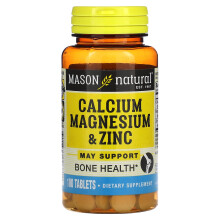 Mason Natural, Calciu Magnesium & Zinc, 100 Tablete