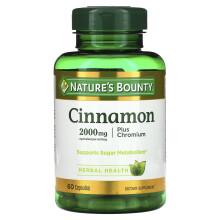 Nature's Bounty, Kanel Plus Krom, 2.000 mg, 60 Kapsler (1.000 mg per Kapsel)