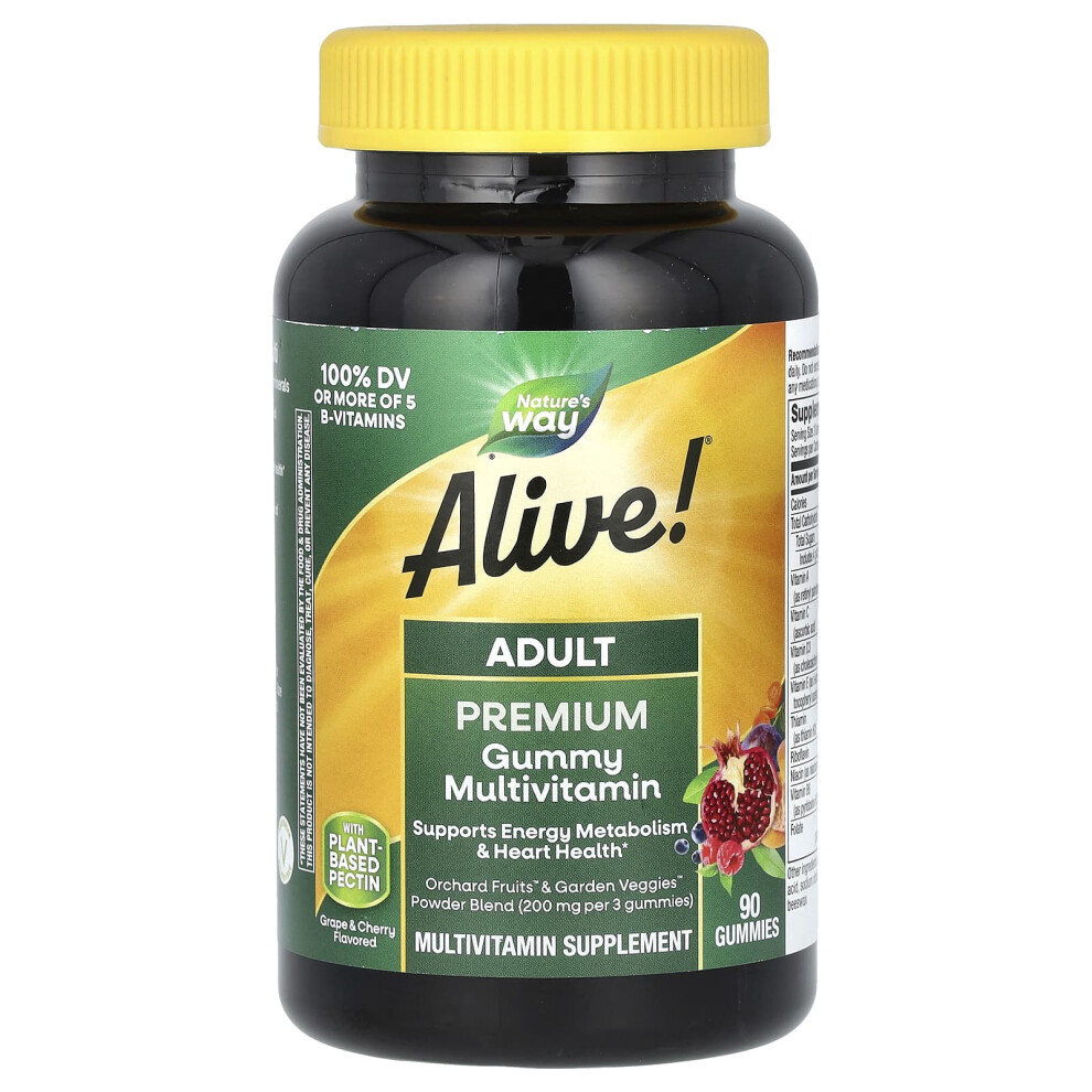 Nature's Way , Alive! Adult Premium Gummies Multivitamin, Grape And Cherry, 90 Gummies