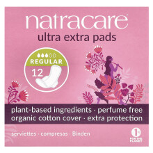 Natracare, Ultra Extra Pásky, Organic Cotton Cover, Pravidelná, 12 Pásky