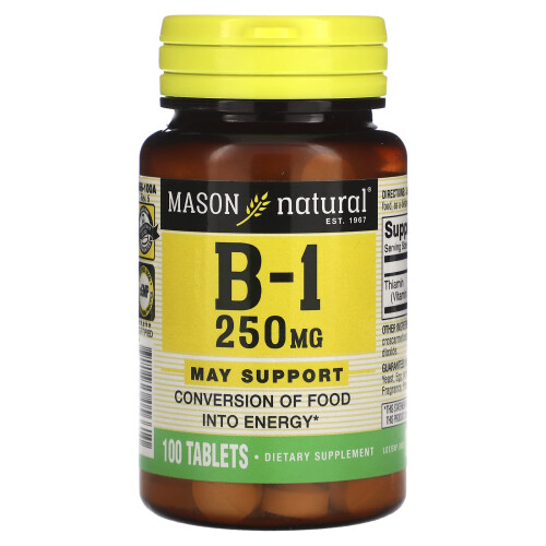 Mason Natural, Witamina B-1, 250 mg, 100 tabletek