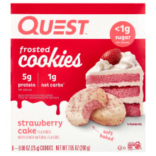 Quest Nutrition, Zmrzlina, Strawberry Cake, 8 Cookies, 0.88 oz (25 g) Každý