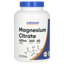 Nutricost, Magnézium Citrát, 240 kapszula (105 mg per kapszula)