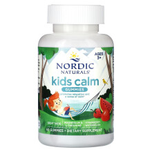 Nordic Naturals, Barnkalm Gummies, Ålder 3+, Jordgubb och Vattenmelon, 60 Gummies