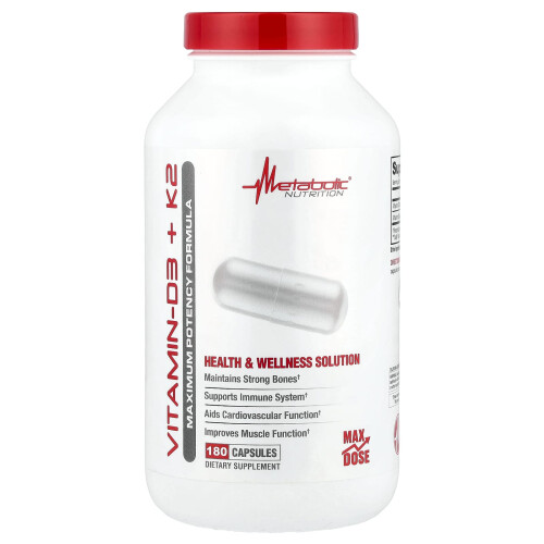 Metabolic Nutrition, Vitamiini D3 + K2, 180 Kapselia