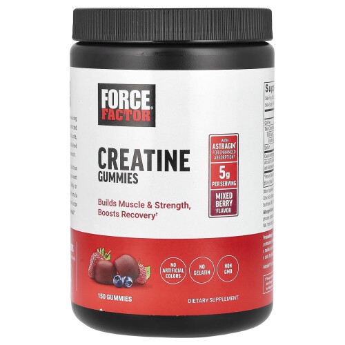 Force Factor, Κρεατίνη Gummies, Μικτές Φρούτα, 5 g, 150 Gummies (1,000 mg ανά Gummy)