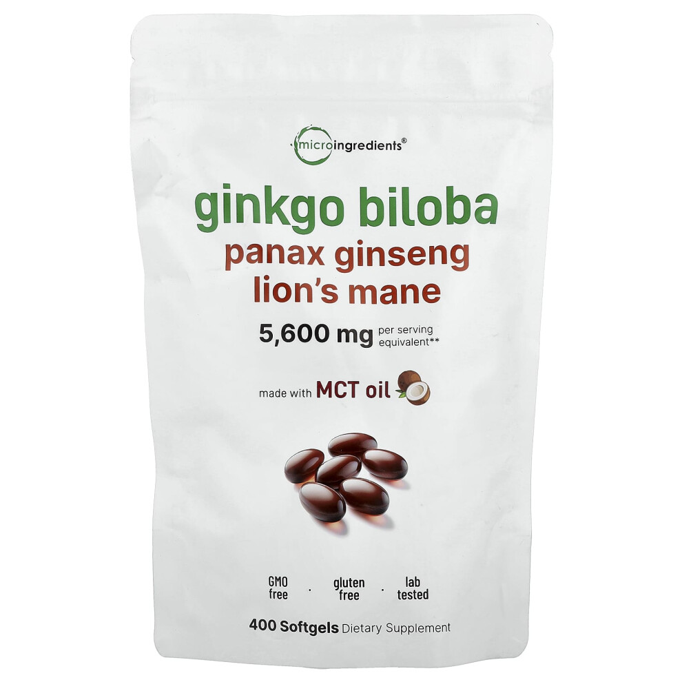 Micro Ingredients , Ginkgo Biloba, Panax Ginseng, Lion's Mane, 400 Softgels