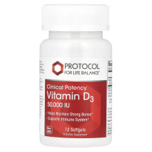 Protocol for Life Balance, Vitamin D3, Klinikus Potencia, 50,000 IU, 12 Puhatest