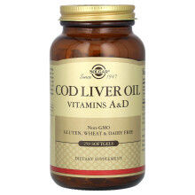 Solgar, Vetleverolie, Vitamine A & D, 250 Zachtjes