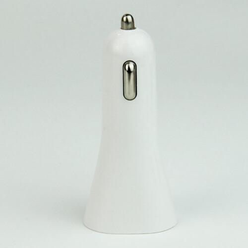 Carregador veicular multifuncional com design de trombeta e duas tomadas USB de 12V/24V (branco) 1
