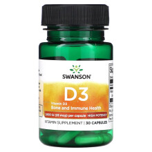 Swanson, Vitamin D3, Magas hatóanyag, 1,000 IU (25 mcg), 30 Kapszula