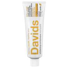 Creme Dental Branco e Antiplaca da Davids para Crianças + Adultos, Natural Laranja-Vanil, 4 oz (113 g)