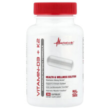 Metabolic Nutrition, Vitamin D3 + K2, 30 Kapszula