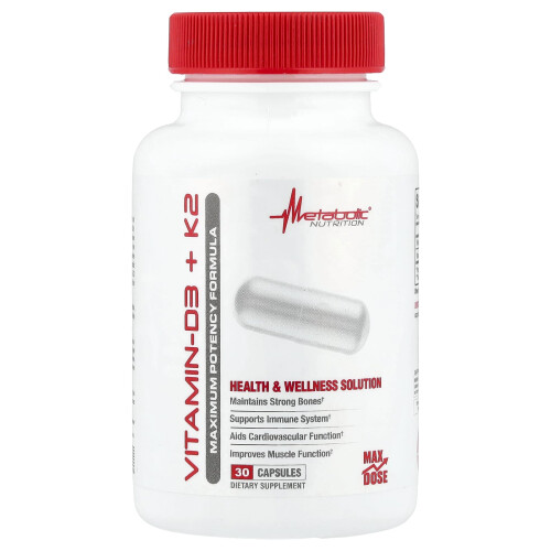 Metabolic Nutrition, Vitamina D3 + K2, 30 Capsule