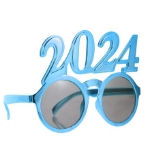 5Pcs Blue Plastic New Year Party Glasses 2024 Funny Photo Props