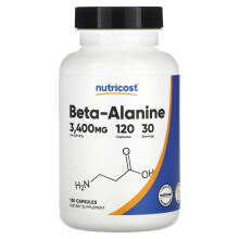 Nutricost, Beta-Alaniini, 3 400 mg, 120 Kapselia (850 mg per Kapseli)