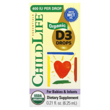 ChildLife Essentials, ChildLife Esszenciák, Oganikus D3 cseppek gyerekeknek és kisgyermekeknek, 0,21 csepp (6,25 mL)