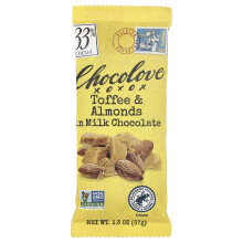 Chocolove, Toffee & Noci di Mandorla in Cioccolato al Latte, 33% Cacao, 1.3 oz (37 g)