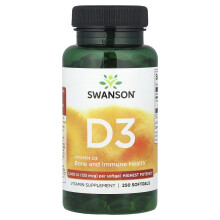 Swanson, Vitamin D3, Legmagasabb hatékonyságú, 125 mcg, (5 000 IU), 250 pille