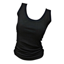 1Pc Black Women Sleeveless Shirt Printed Flat Neck Tight Fitting Top