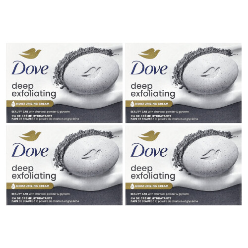 Dove Dove, Μέτρια Καθαρισμός Κρέμα με Κάρβουνο Πάουδερ & Γλυκερίνη, 4 Μπάρες, 3.75 oz (106 γρ.) Each