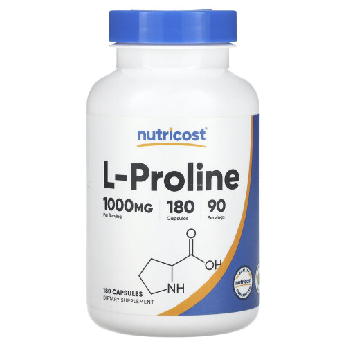 Nutricost, L-Proline, 1.000 mg, 180 Φιαλίδια (500 mg ανά Φιαλίδιο)