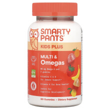 SmartyPants, Kids Plus, Multi & Omegas Gummies, Lemon, Orange, en Strawberry Banana, 60 Gummies