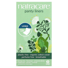 Natracare, Panty Linery, Organický bavlnený obal, Dlhé, 16 Linier
