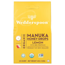 Wedderspoon, Organický med z Manuky, Citron s včelím propolisem, 20 kusů, 4 oz (120 g)