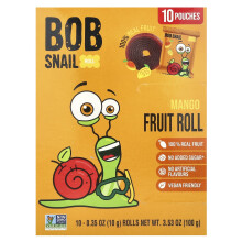 Bob Snail, Fruit Roll, Mango, 10 Pussia, 0.35 oz (10 g) Kussakin