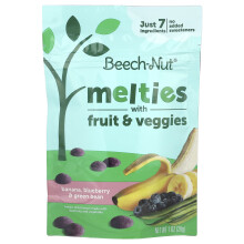 Beech-Nut, Melties hedelmällisyydellä ja kasviksilla, 8+ kuukautta, banaani, sininen marja ja vihreä papa, 1 oz (28 g)