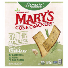 Mary's Gone Crackers, Biologische Echte Dunne Crackers, Knoflook & Rosemarijn, 4 oz (113 g)