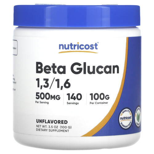 Nutricost, Βήτα Γλυκουάν 1,3/1,6, Unflavored, 500 mg, 3.5 oz (100 g)