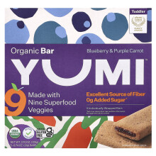 Yumi, Eettinen Bar, Pieni, Sininen Blueberry & Purppura Karotti, 5 Baria, 0.74 oz (21 g) Kappale