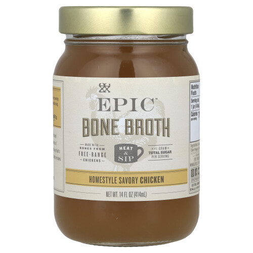 Epic Bar, Brodo Osseo, Savory Chicken, 14 fl oz (414 ml)