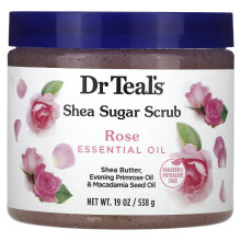 Dr. Teal's, Escova de Açúcar de Manteiga de Karité, Óleo Essencial de Rosa, 19 oz (538 g)
