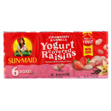 Sun-Maid, Raisins Cobertos de Iogurte, Morango & Vanilla, 6 Caixas, 1 oz (28.3 g) Cada