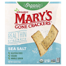 Mary's Gone Crackers, Organické reálne tenké krupičky, Soľ z mora, 4 oz (113 g)