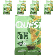 Quest Nutrition, Patatine di Proteine a Stile Tortilla, Salsa Verde, 8 Buste, 1,1 oz (32 g) Ogni