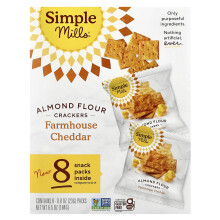 Simple Mills, Maksapuuron Tähteitä Leivonnaiset, Farmhouse Cheddar, 8 Pakkaus, 0.8 oz (23 g) Kappale